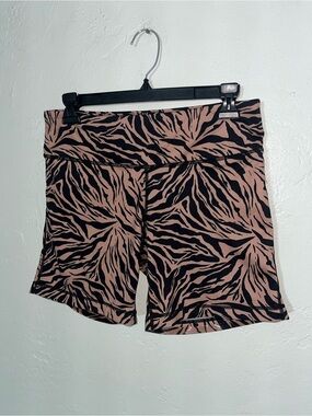 IAB 5-INCH NO-RIDE HIGH ENERGY CAMEL Zebra Print Bike Shorts I Am Becoming EUC